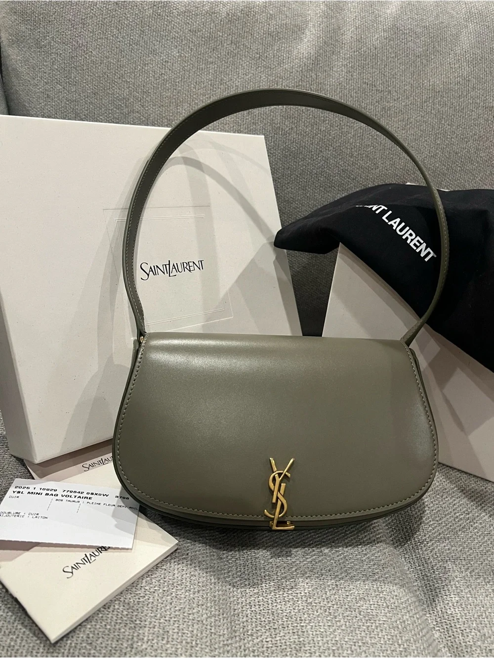 NEW SAINT LAURENT YSL Voltaire Mini Leather Shoulder Bag - “Strong Moss” Olive